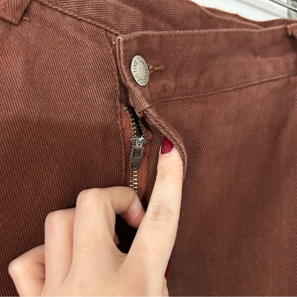 C/Meo Collective Between the Lines Crossover Waist Chocolate Brown Cropped Jeans - Picture 4 of 10